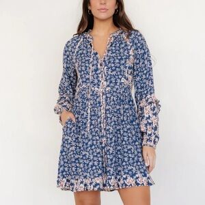 Baltic born Aster Short Dress blue and pink floral small